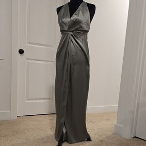 Elegant Gray Halter Dress